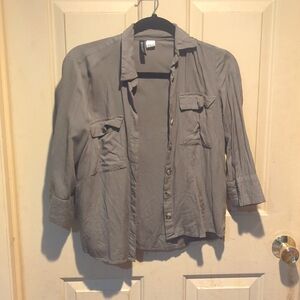 Green button down blouse